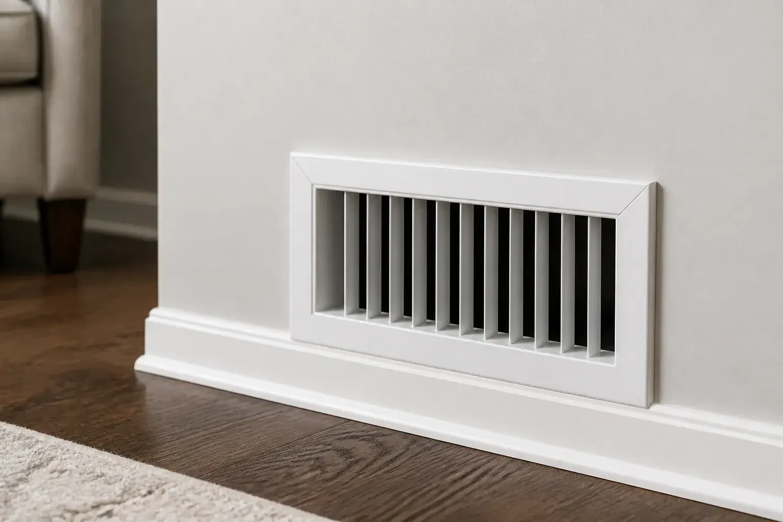 Clean duct opening in a residential interior