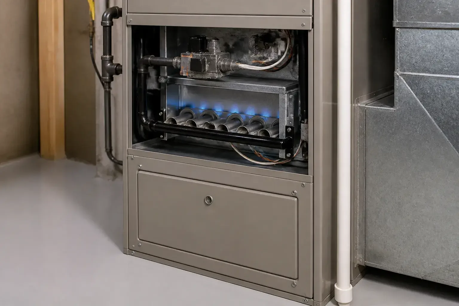 Restored furnace compartment after repair