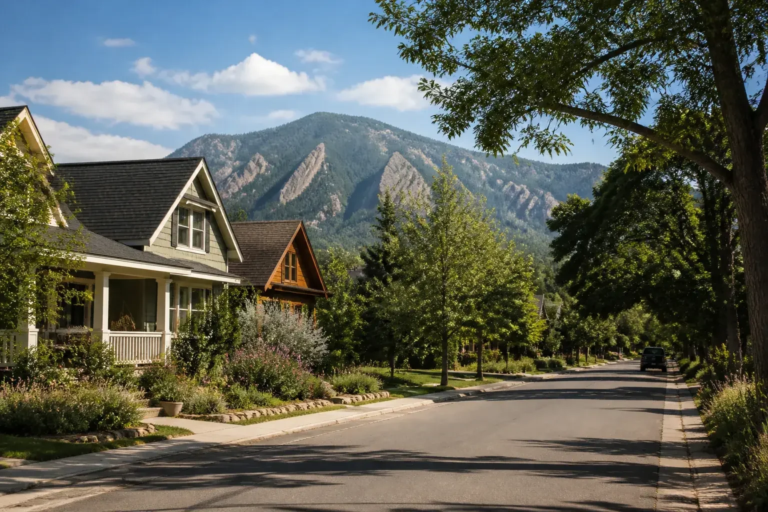 Boulder neighborhood with foothills