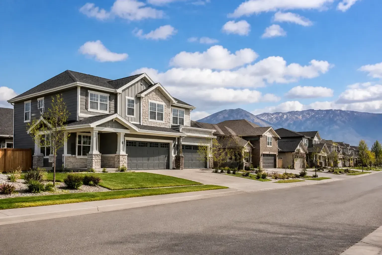 Suburban Firestone neighborhood under open skies