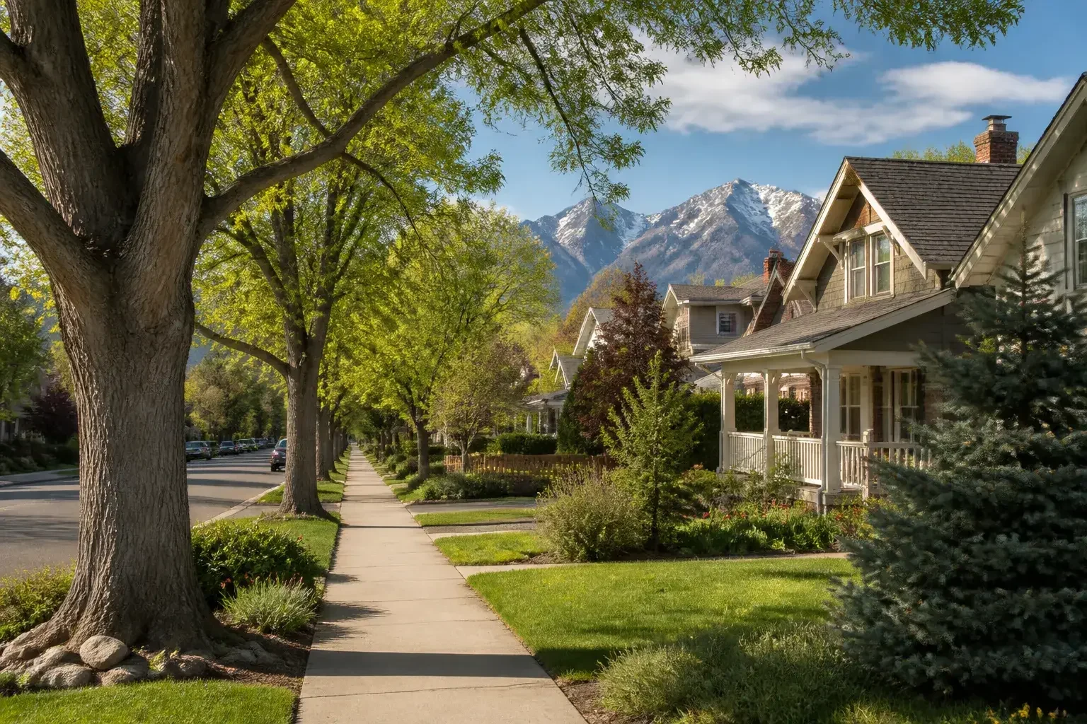 Tree-lined Longmont neighborhood street